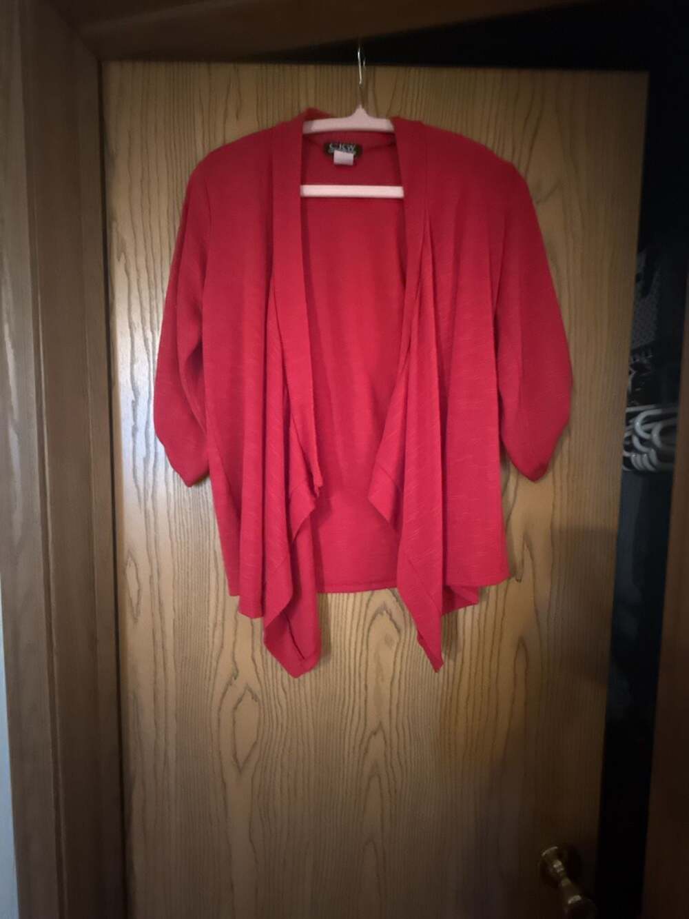 CKW Crew Knit Wear Red Open Front Cardigan Size S
